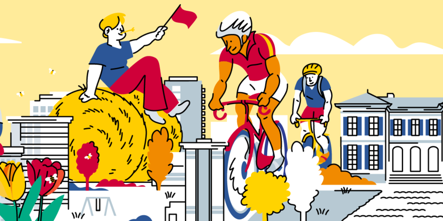 illustratie van Stroboer en wielrenners illustratie van Stroboer en wielrenners